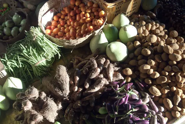 Vegetables on a market stall in India